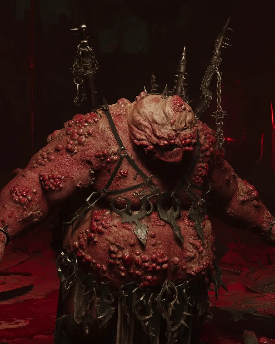 A Do'urusee kept by its own hold, the heavy frame gone soft and red, pustules crowded across the flesh.
