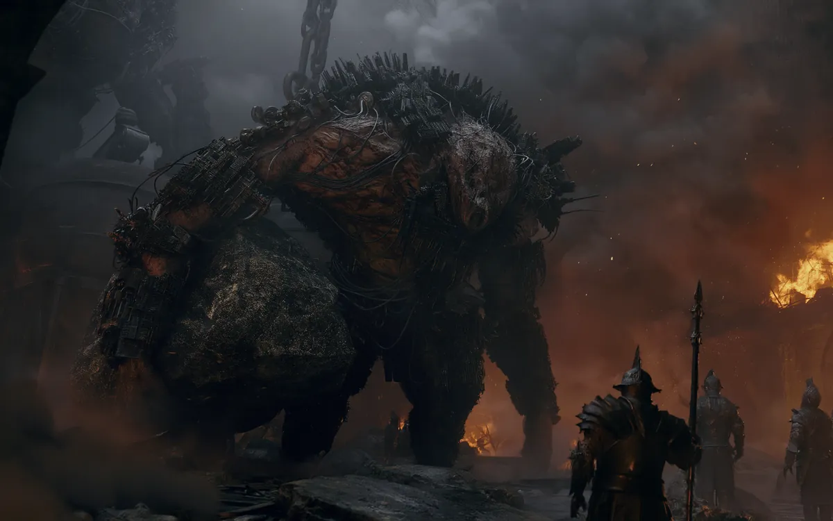 A working in the deep beneath a hold, fires along the cut and armoured overseers waiting at the edge of the dark.