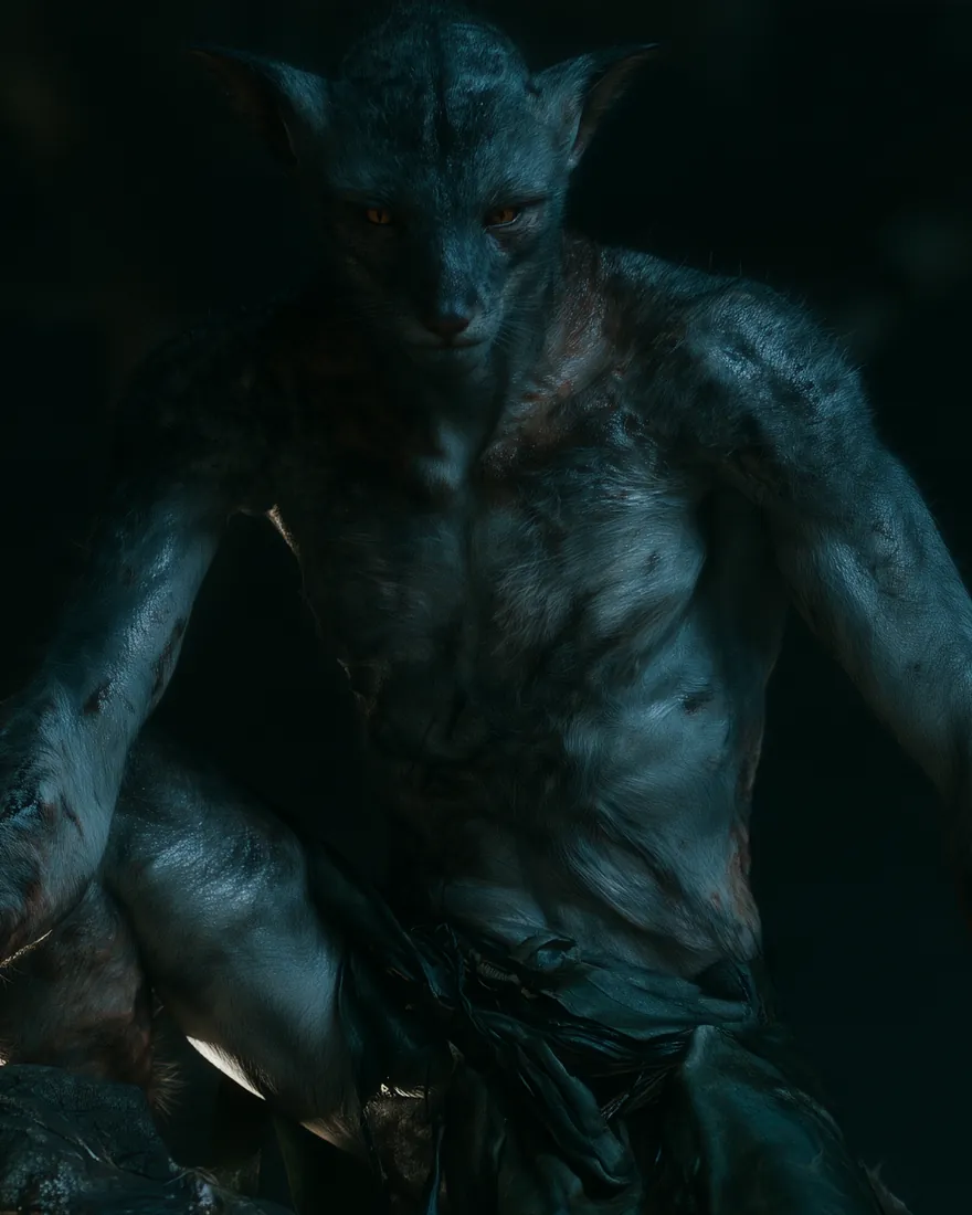 Foulmar crouched along a branch in the grey dark, bow lowered and nothing moving underneath.