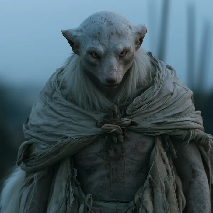 Foulsen as white as the ground he crossed, wrapped in pale cloth at the edge of a camp.