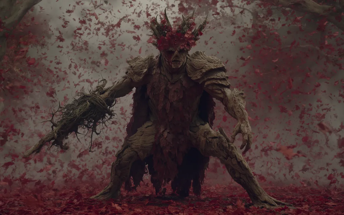 The wood the Crimson changed, red leaf coming off the branches with every gust.