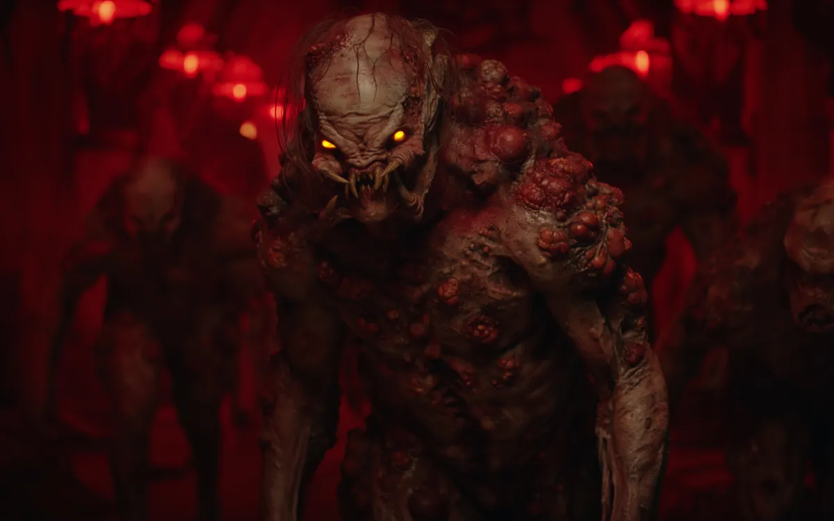 A dug pit of the Mekulak lit red along its terraces, the colony coming up out of the workings together.