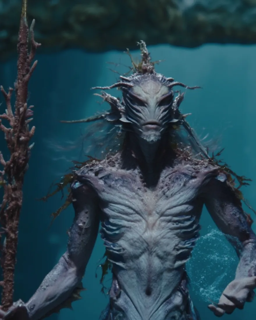 An Omari in a worked arch of the deep, coral intricate across the shoulders, purple and white beneath the skin.