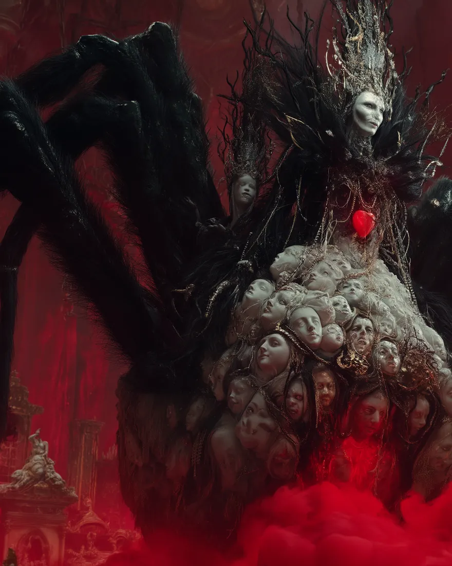 Volak'lihkxar over the red mist on eight legs, one small white face set in the mass of its back.