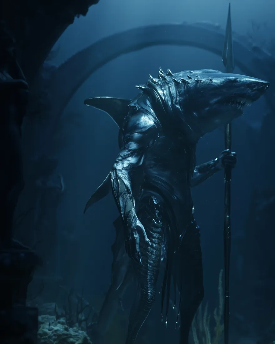A Shrakur of the siege lines under a drowned arch, spear grounded, within sight of the tower it was sent to take.