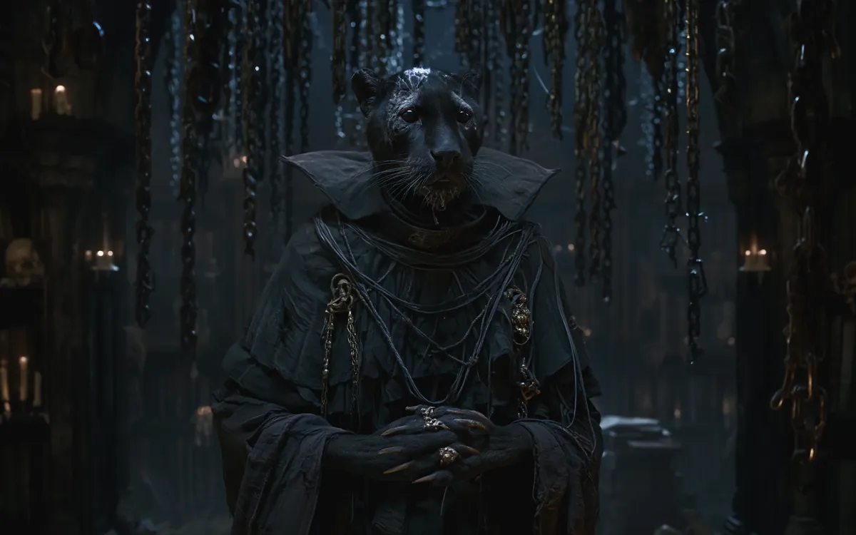 A Lich tomb deep under the rock, roots hanging the length of the walls and the seat at the end of it still occupied.
